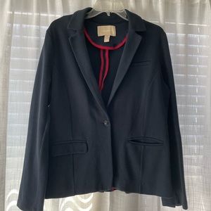 Pre-loved Dark blue one button closure cotton blazer